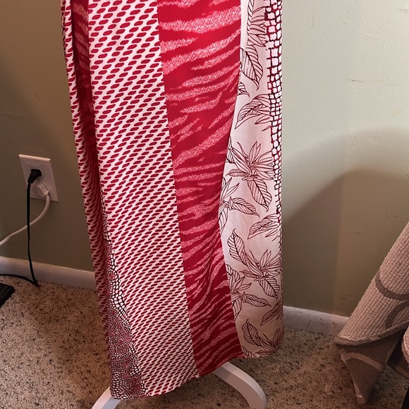 Banana Republic TWIST-NECK RED SUNSET MIDI DRESS Elegant Red and White Dress - Picture 15 of 15